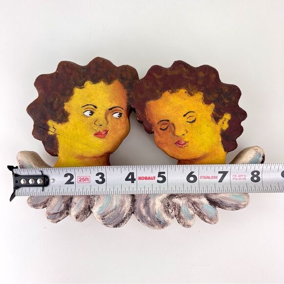 Ze Nelson Ouro Preto Wooden Plaque Cherub Angel Heads Wall Hanging Decor - Picture 5 of 6